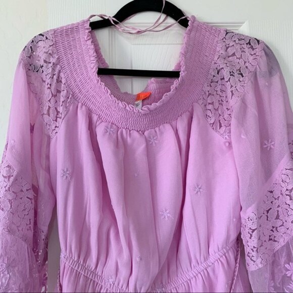 River Island Purple Lace Ruffle Mini Dress Medium - Picture 5 of 7